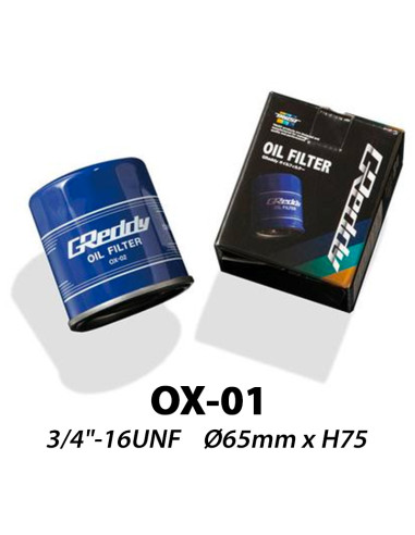 GReddy OX-01 Oil Filter | 3/4"-16 UNF (Nissan CA18, RB, VG30, Toyota 4A-G(Z)E, 1ZZ, 2ZZ...)