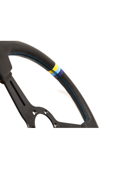 GReddy Sports "Medium Type" Steering Wheel (47 mm Dish), Black Leather, Black Spokes - 340 mm