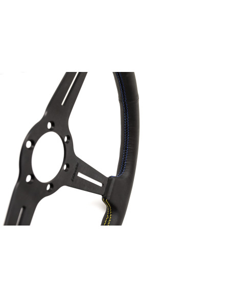 Volante GReddy Sports "Tipo Medio" (cavità 47 mm), pelle nera, razze nere - 340 mm