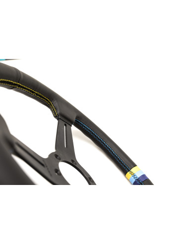 GReddy Sports "Medium Type" Steering Wheel (47 mm Dish), Black Leather, Black Spokes - 340 mm