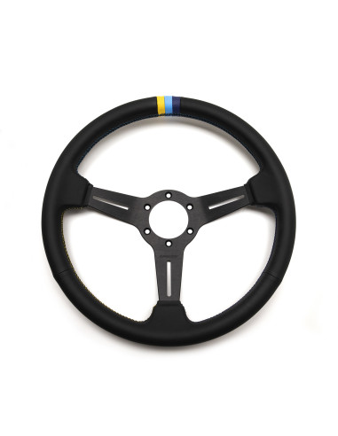 Volante GReddy Sports "Tipo Medio" (cavità 47 mm), pelle nera, razze nere - 340 mm