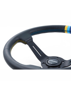 GReddy Sports "Deep Type" Steering Wheel (80 mm Dish), Black Leather, Black Spokes - 340 mm 2