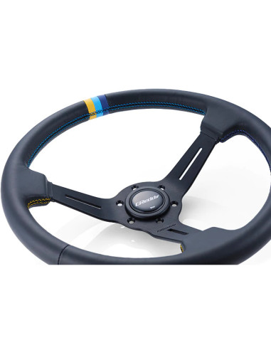 Volante GReddy Sports "Deep Type" (cavità da 80 mm), pelle nera, razze nere - 340 mm