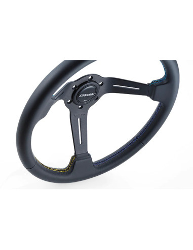 Volante GReddy Sports "Deep Type" (cavità da 80 mm), pelle nera, razze nere - 340 mm