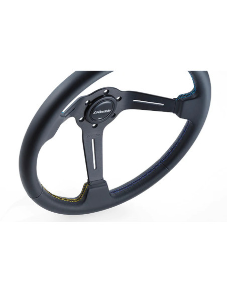 Volante GReddy Sports "Deep Type" (cavità da 80 mm), pelle nera, razze nere - 340 mm