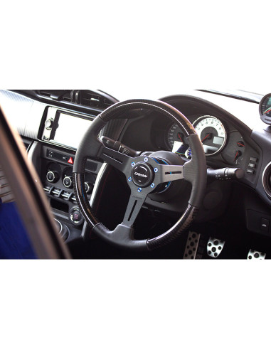 GReddy Sports "Real Carbon" Steering Wheel (47 mm Dish), Black Spokes - 340 mm
