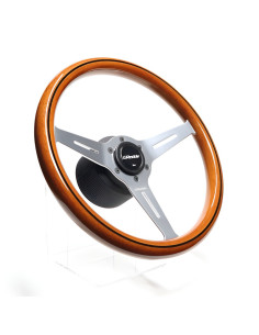 GReddy Sports "Wood Type" Steering Wheel (47 mm Dish), Light Brown, Aluminium Spokes - 340 mm 2