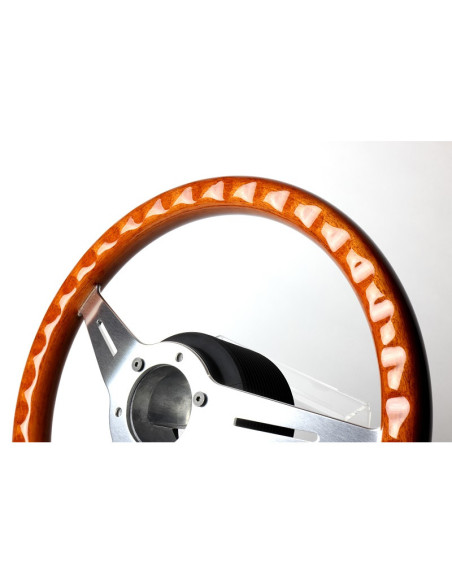 Volante GReddy Sports "Wood Type" (calandratura da 47 mm), marrone chiaro, razze in alluminio - 340 mm