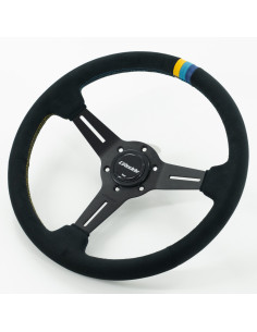Volante GReddy Sports "Tipo Standard" (calandratura da 47 mm), pelle scamosciata nera, razze nere - 340 mm 2