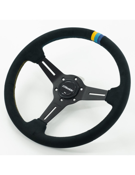 GReddy Sports "Standard Type" Steering Wheel (47 mm Dish), Black Suede, Black Spokes - 340 mm
