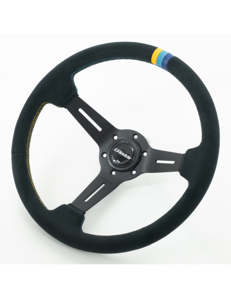 GReddy Sports "Deep Type" Steering Wheel (80 mm Dish), Black Suede, Black Spokes - 340 mm