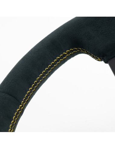GReddy Sports "Deep Type" Steering Wheel (80 mm Dish), Black Suede, Black Spokes - 340 mm