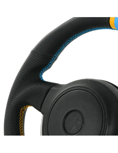 GReddy Black Leather Steering Wheel with 3-Color Stripe for Toyota GT86 (12-16)