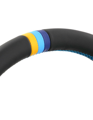 GReddy Black Leather Steering Wheel with 3-Color Stripe for Toyota GT86 (12-16)