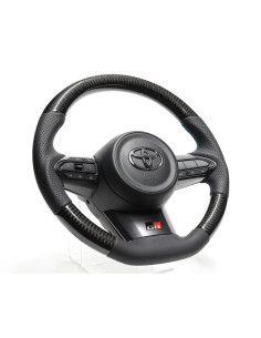 GReddy Black Carbon Steering Wheel with 3-Color Stitch for Toyota Yaris GR GXPA16
