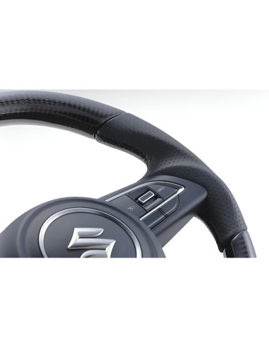 Volante GReddy in carbonio nero con cuciture rosse per Suzuki Swift Sport ZC33S