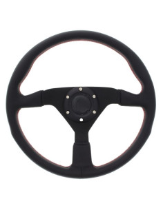 Steering wheel 350mm leather with red stitching deep 70 mm