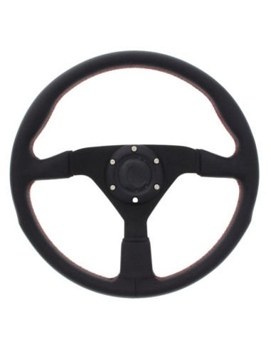 Steering wheel 350mm leather with red stitching deep 70 mm