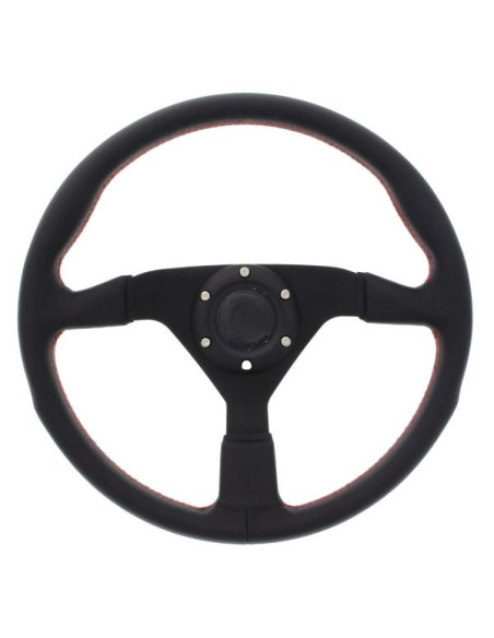 Steering wheel 350mm leather with red stitching deep 70 mm