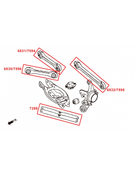 Kit Braccio superiore posteriore Hardrace BMW Serie 1 E81 E82 E87 E88 +1M Serie 3 E90 E91 E92 E93 +M3 X1 E84
