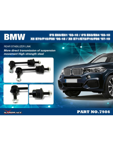 Bielletta barra stabilizzatrice posteriore Hardrace BMW Serie 5 E60 E61 +M5 Serie 6 E63 E64 +M6 X5 E70 F15 X6 E72 F16