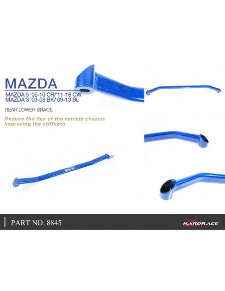 Barra di rinforzo inferiore posteriore Hardrace Mazda 3 MK1 MK2