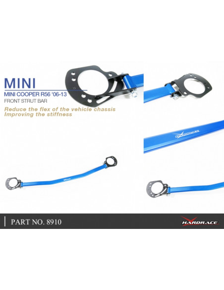 Barra duomi anteriore Hardrace Mini Cooper R55 R56 R57 R58 R59 + JCW