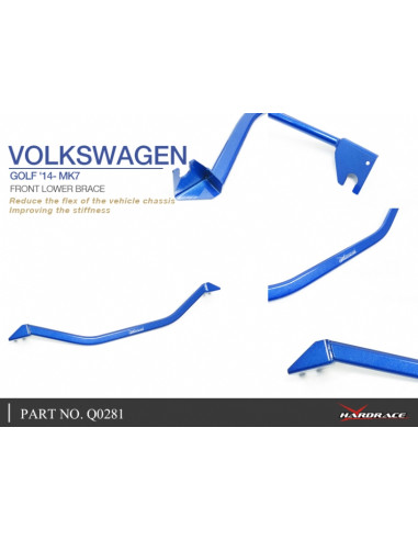 Barra Rinforzo inferiore anteriore Hardrace Volkswagen Golf MK7 + GTE/GTD/GTI