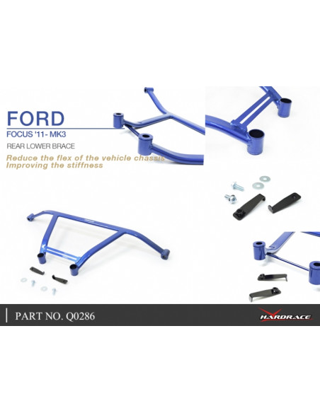 Barra Rinforzo inferiore posteriore Hardrace Ford Focus MK3 NA3 + ST