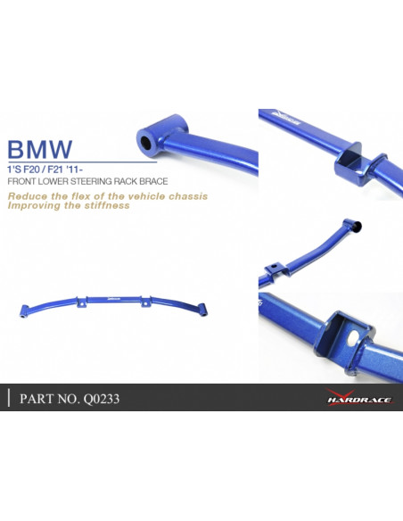 Barra Rinforzo Cremagliera Sterzo Inferiore Anteriore Hardrace BMW Serie 1 F20 F21 Serie 3 F30 F31 F34
