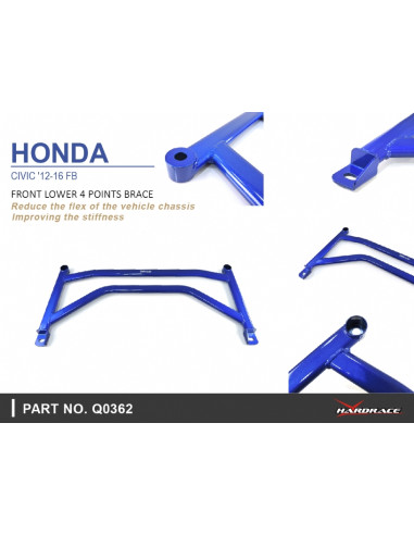 Barra di Rinforzo Inferiore Anteriore a 4 Punti Hardrace Honda Civic MK8