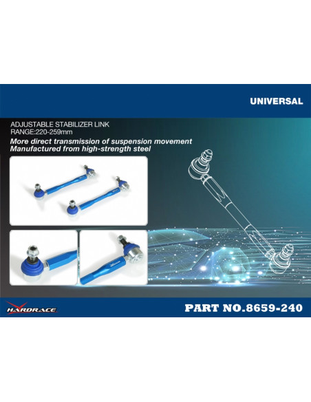 Bielletta barra stabilizzatrice regolabile Hardrace BMW Serie 3 E30 E36 + M3 Serie 5 E28 E34 + M5 Serie 7 E32