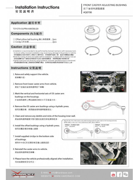 Boccola Braccio Inferiore Anteriore Hardrace BMW Z4 G29 Toyota Supra A90 MK5