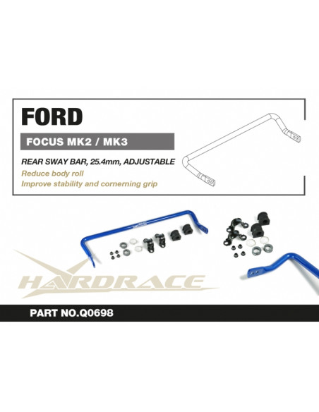 Barra Stabilizzatrice Posteriore Hardrace Ford Focus MK2/MK3 Mazda 3 MK1/MK2