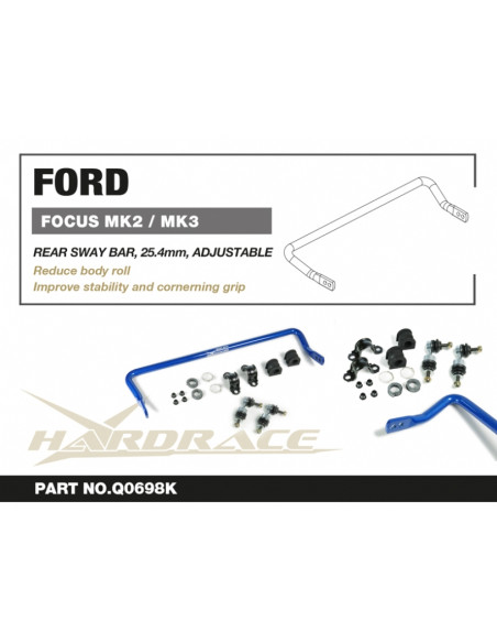 Barra Stabilizzatrice Posteriore Hardrace Ford Focus MK2/MK3 Mazda 3 MK1/MK2