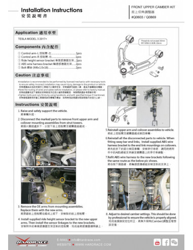 Kit Camber Anteriore Superiore Hardrace Tesla Model 3 Model Y