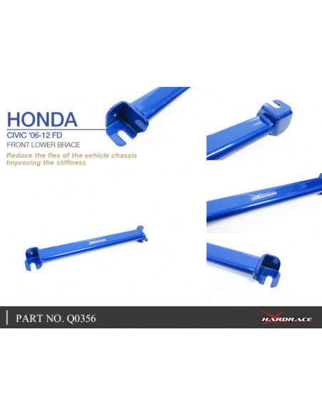 Barra di Rinforzo Inferiore Posteriore Hardrace Honda Civic MK8 + Type R