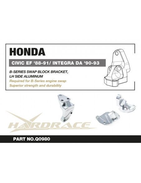 Staffa supporto motore swap Serie B lato sinistro Hardrace Honda Civic MK4 CRX MK2