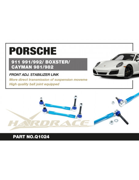 Bielletta barra stabilizzatrice anteriore regolabile Hardrace Porsche 911 991/992 Boxster 981/982