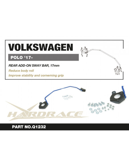 Barra stabilizzatrice posteriore Hardrace Audi A1 GB Volkswagen Polo MK6 AW Skoda Fabia MK3 PJ3