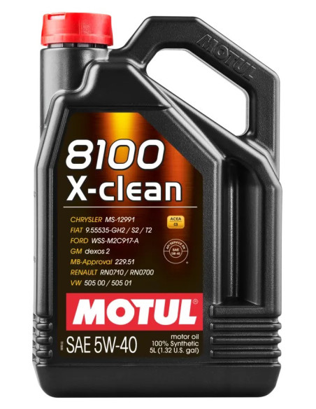 Olio motore Motul 5W40 8100 X-Clean (VAG, Renault Sport, Ford, GM Dexos 2) 5L