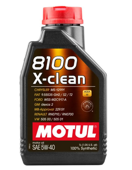 Olio motore Motul 5W40 8100 X-Clean (VAG, Renault Sport, Ford, GM Dexos 2) 1L