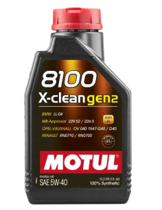 Olio motore Motul 8100 X-Clean Gen2 5W40 (BMW, Mercedes, Opel, Renault) 1L