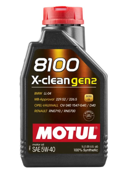 Olio motore Motul 8100 X-Clean Gen2 5W40 (BMW, Mercedes, Opel, Renault) 1L