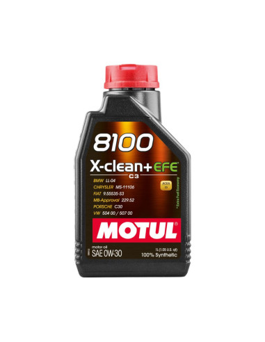 Motul 0W30 8100 X-Clean+ EFE Engine Oil (Mercedes, BMW, Porsche, VW, Fiat...) 1L