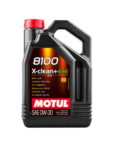 Olio motore Motul 0W30 8100 X-Clean+ EFE (Mercedes, BMW, Porsche, VW, Fiat...) 5L