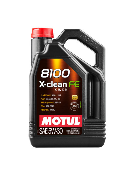 Olio motore Motul 5W30 8100 X-Clean FE (PSA, Renault, Mercedes, Fiat, Chrysler) 5L