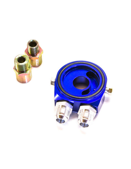 Sandwich Plate with Dash 10 Line Fittings and 1/8" NPT Sensor Ports (Blue)