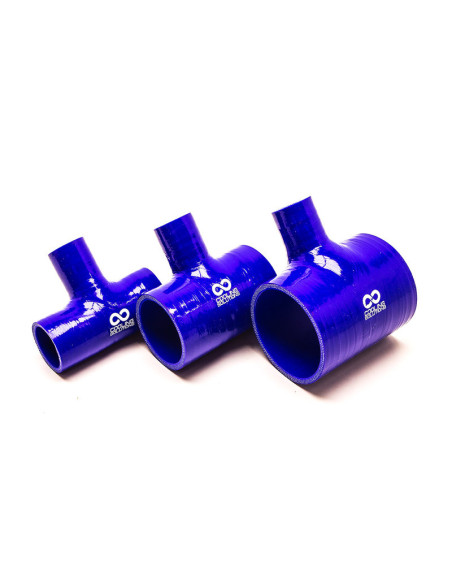 Raccordo a T in silicone Ø45 mm, lunghezza 102 mm, spessore 5 mm, blu