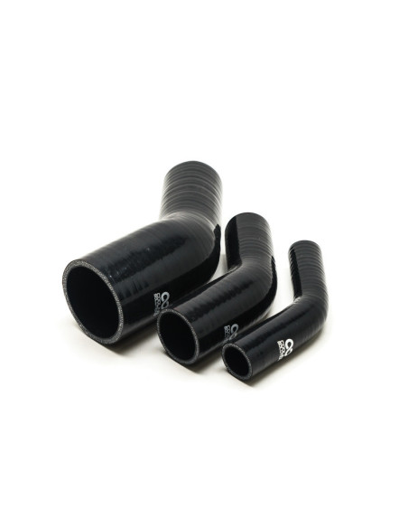 Gomito riduttore a 45° - Ø19-16 mm, lunghezza 102x102 mm, spessore 4 mm, nero